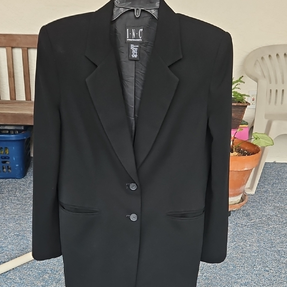 INC International Concepts Women's Classic Black Blazer Euc